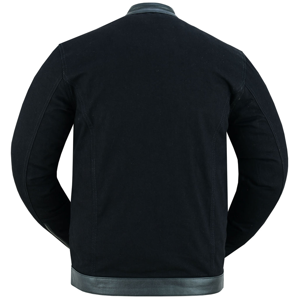 Men's Full Cut Denim Jacket – Leather Trim & Hidden Pockets