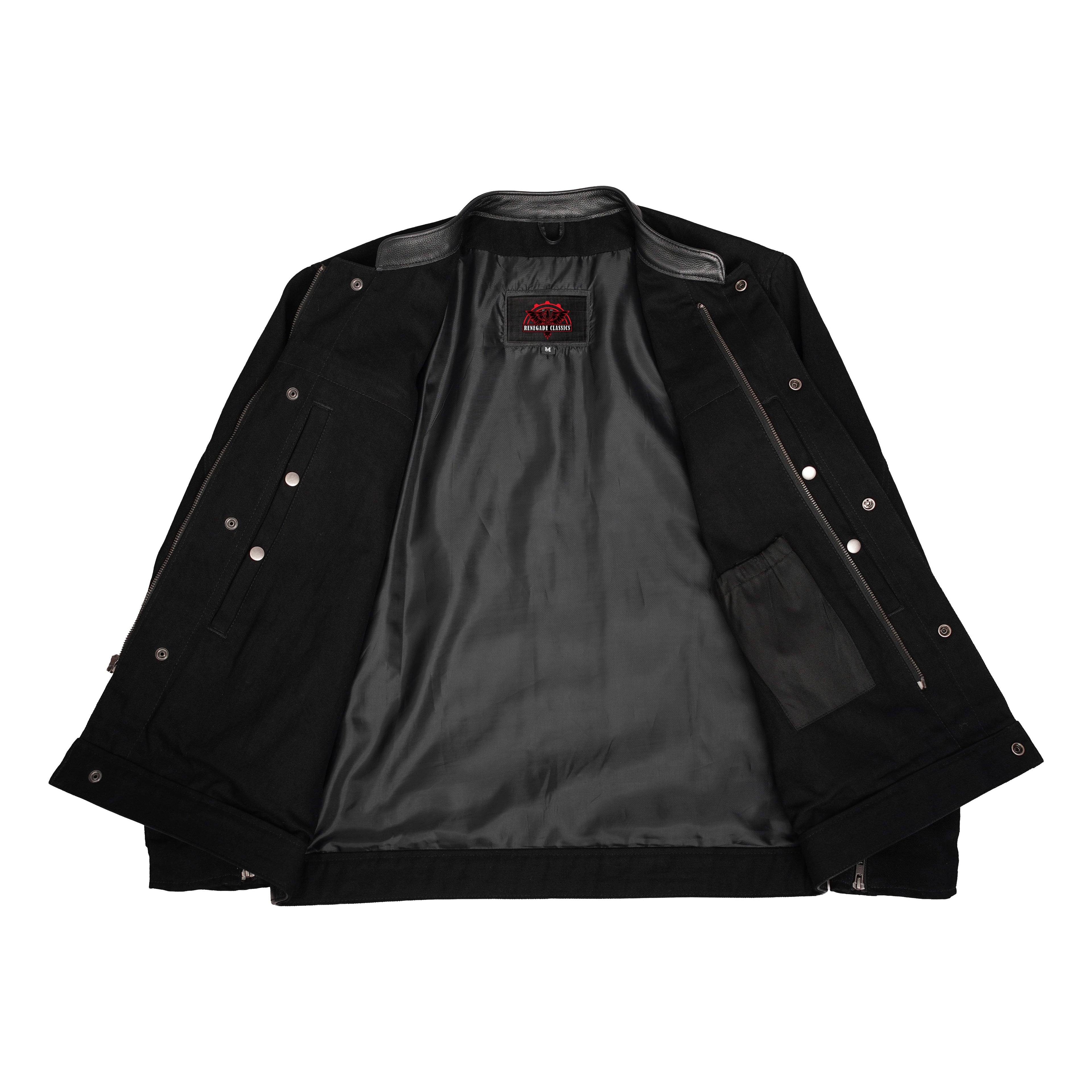 Men's Full Cut Denim Jacket – Leather Trim & Hidden Pockets