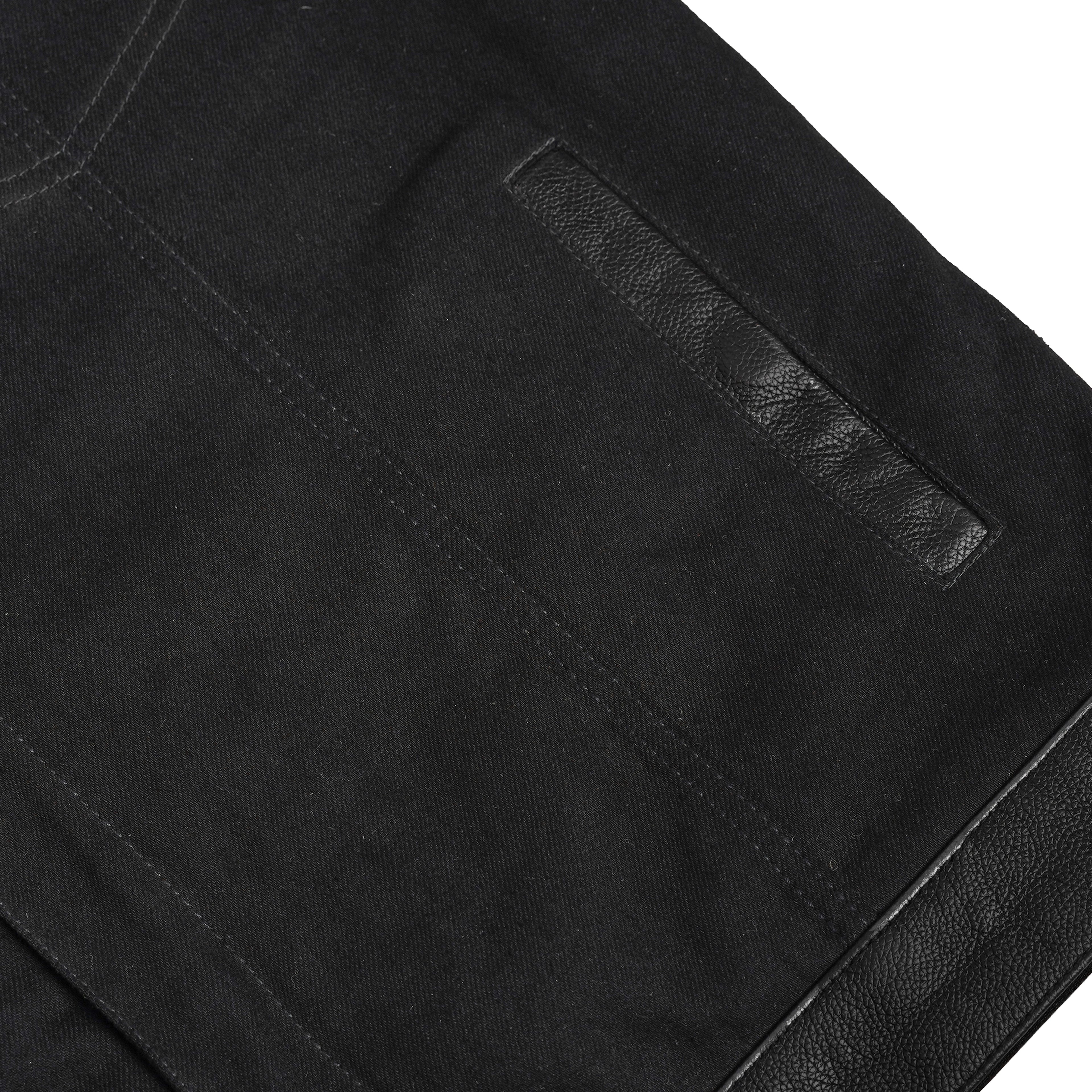 Men's Full Cut Denim Jacket – Leather Trim & Hidden Pockets
