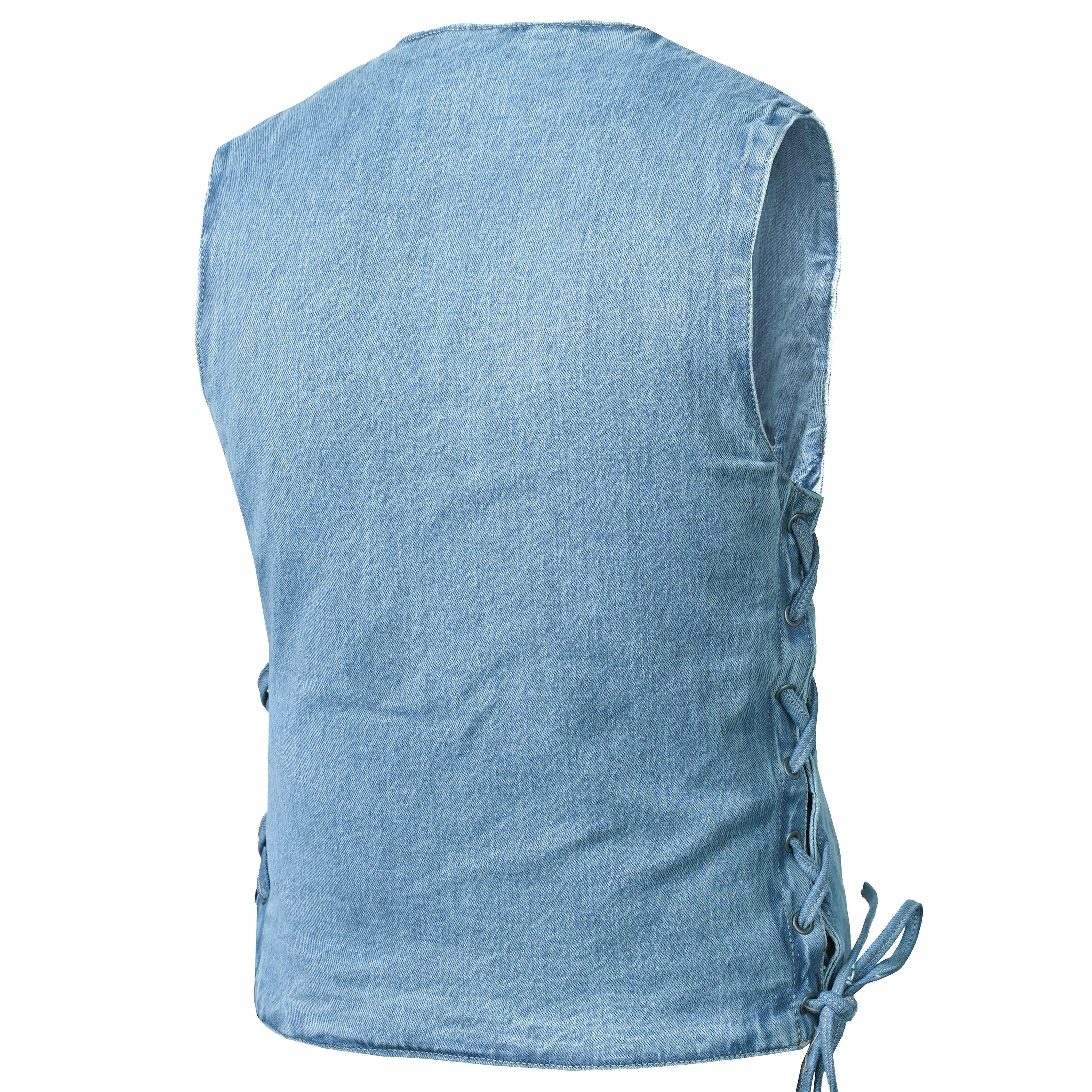 Women's Single Back Panel Concealed Carry Denim Vest - Blue
