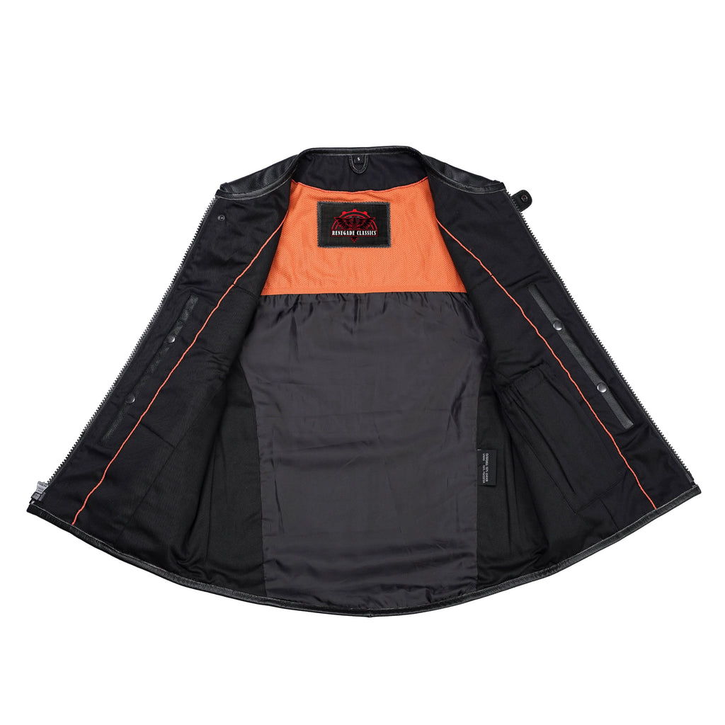 Men's Black Leather SWAT Style Motorcycle Vest