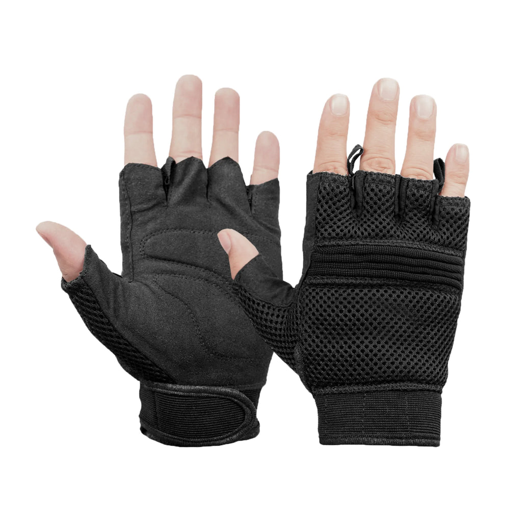 Synthetic Leather/ Mesh Fingerless Glove