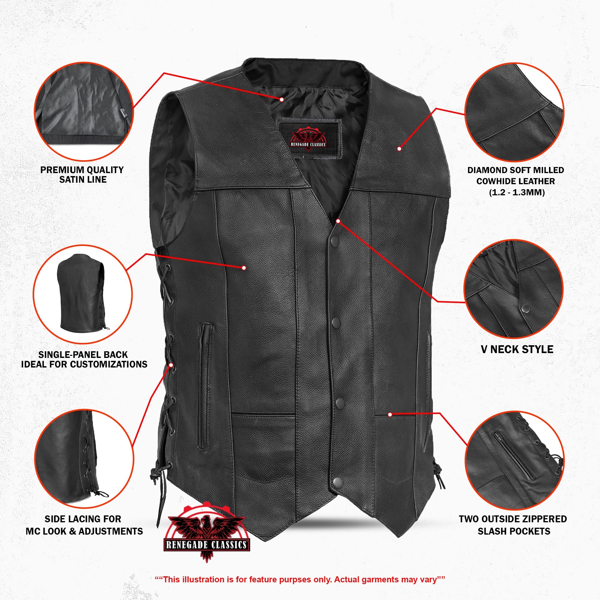 Men's Line Ranger Multi-Pocket Motorcycle Vest - Black