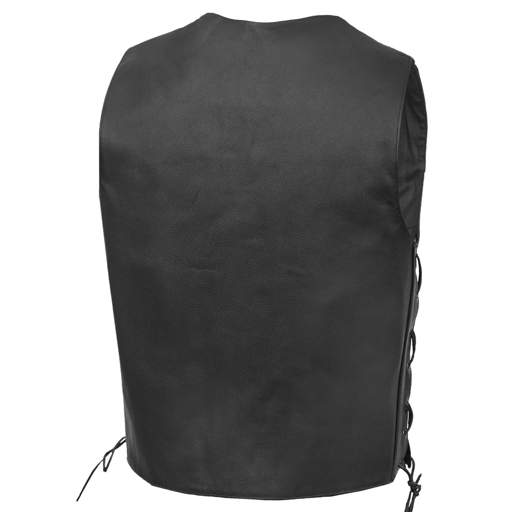 Men's Traditional Leather side lacing Vest - Black