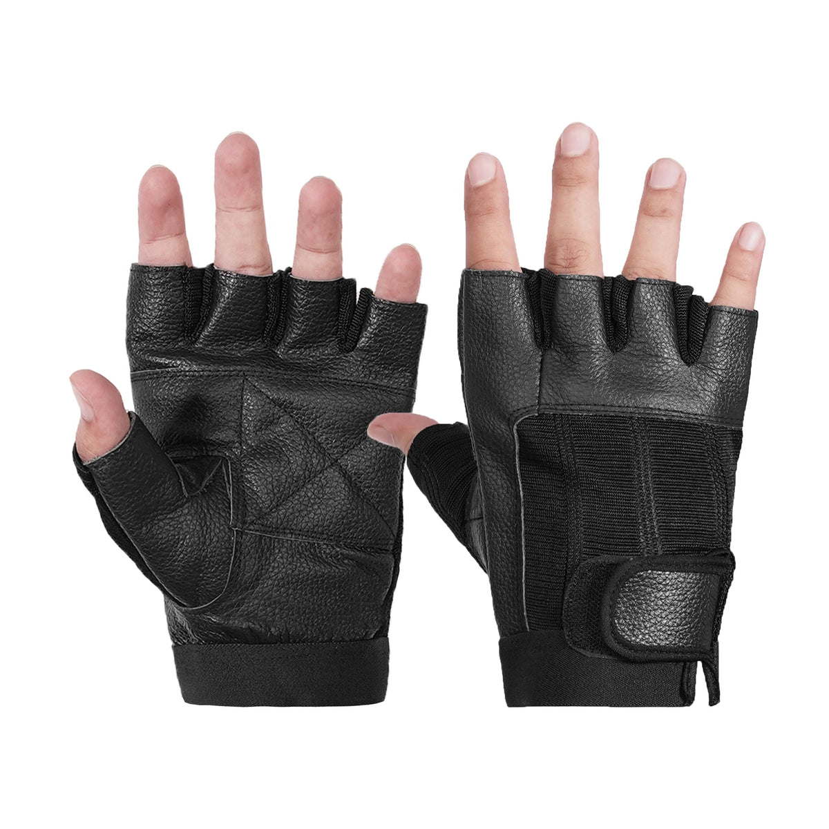 Leather/ Mesh Fingerless Glove