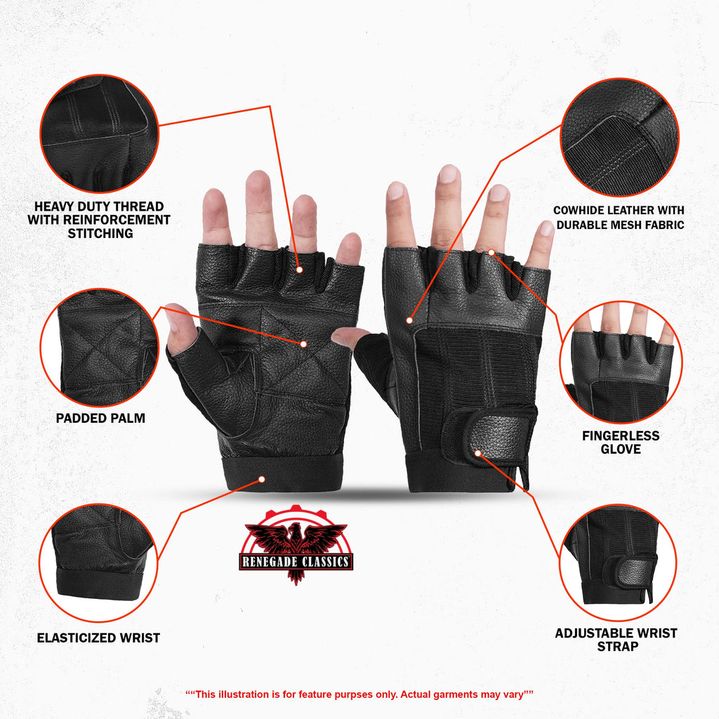 Leather/ Mesh Fingerless Glove