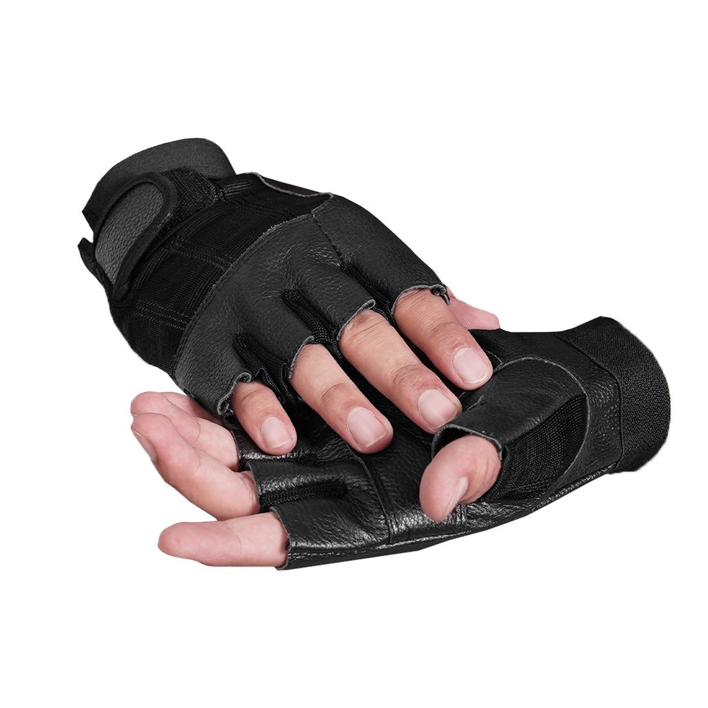 Leather/ Mesh Fingerless Glove
