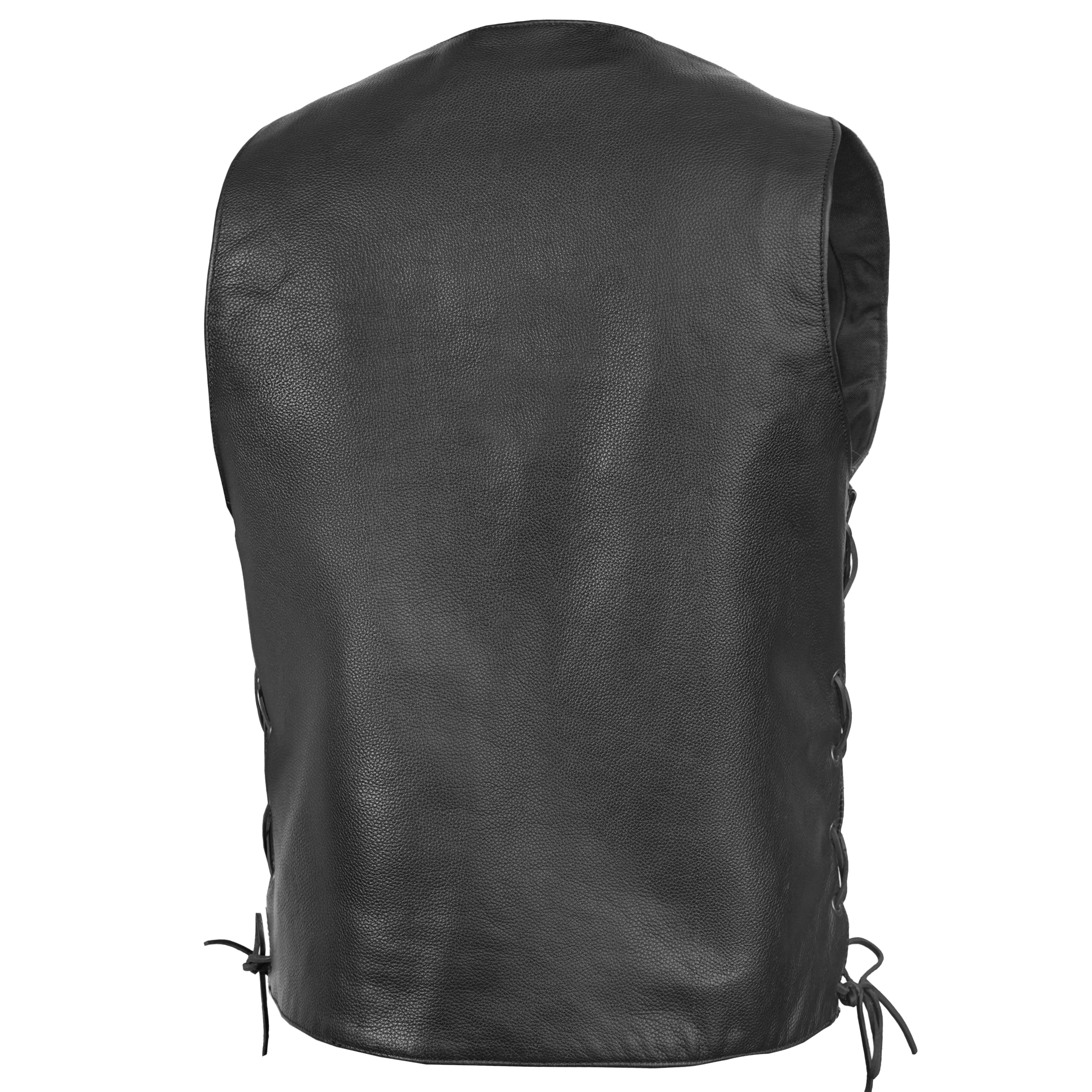Hawk Men's Classic Black Leather Motorcycle Vest