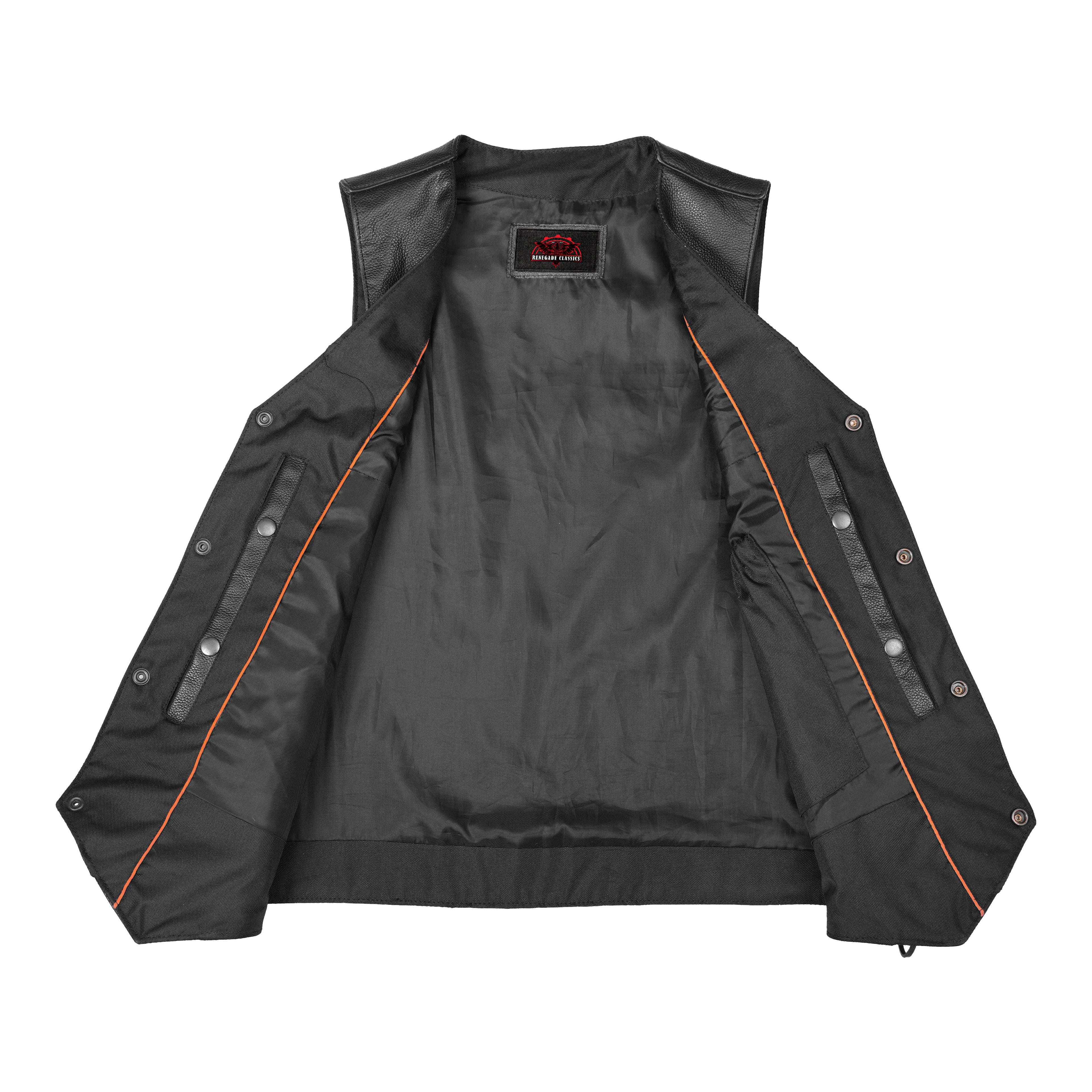 Hawk Men's Classic Black Leather Motorcycle Vest