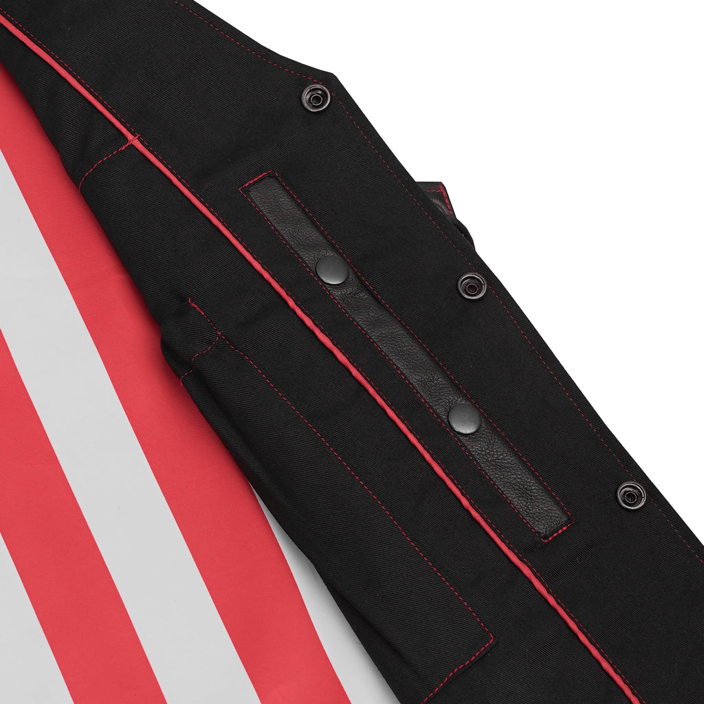 Men's Honor Ride Black Leather Motorcycle with Vest Red Stitching