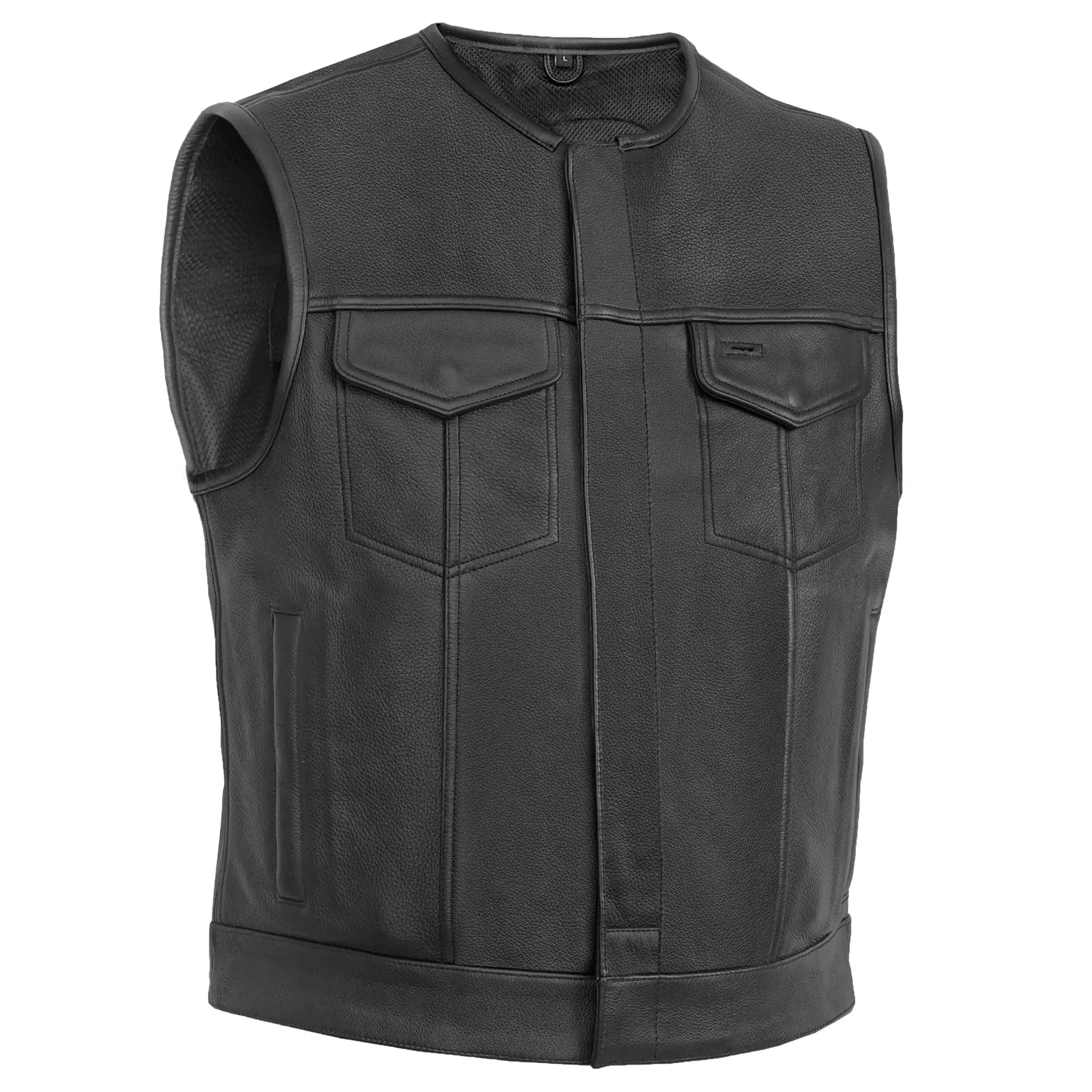 Target Lowcut Men's Leather Motorcycle Vest – Black