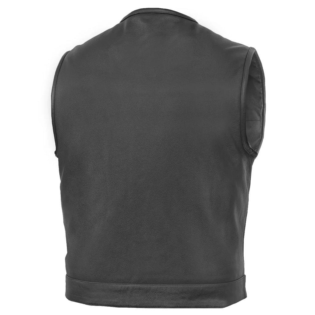 Target Lowcut Men's Leather Motorcycle Vest – Black