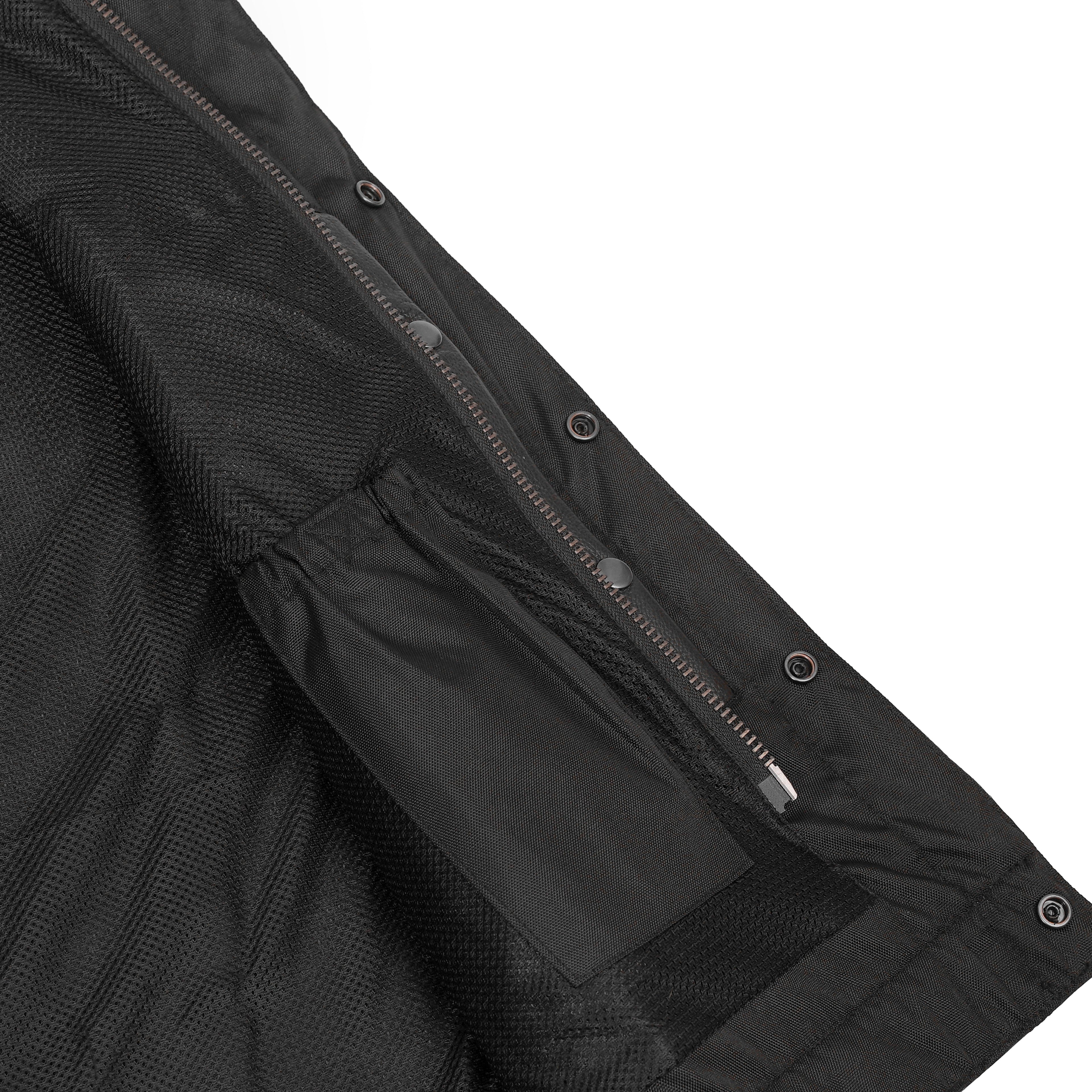 Men's Collarless Perforated Leather Vest - Black