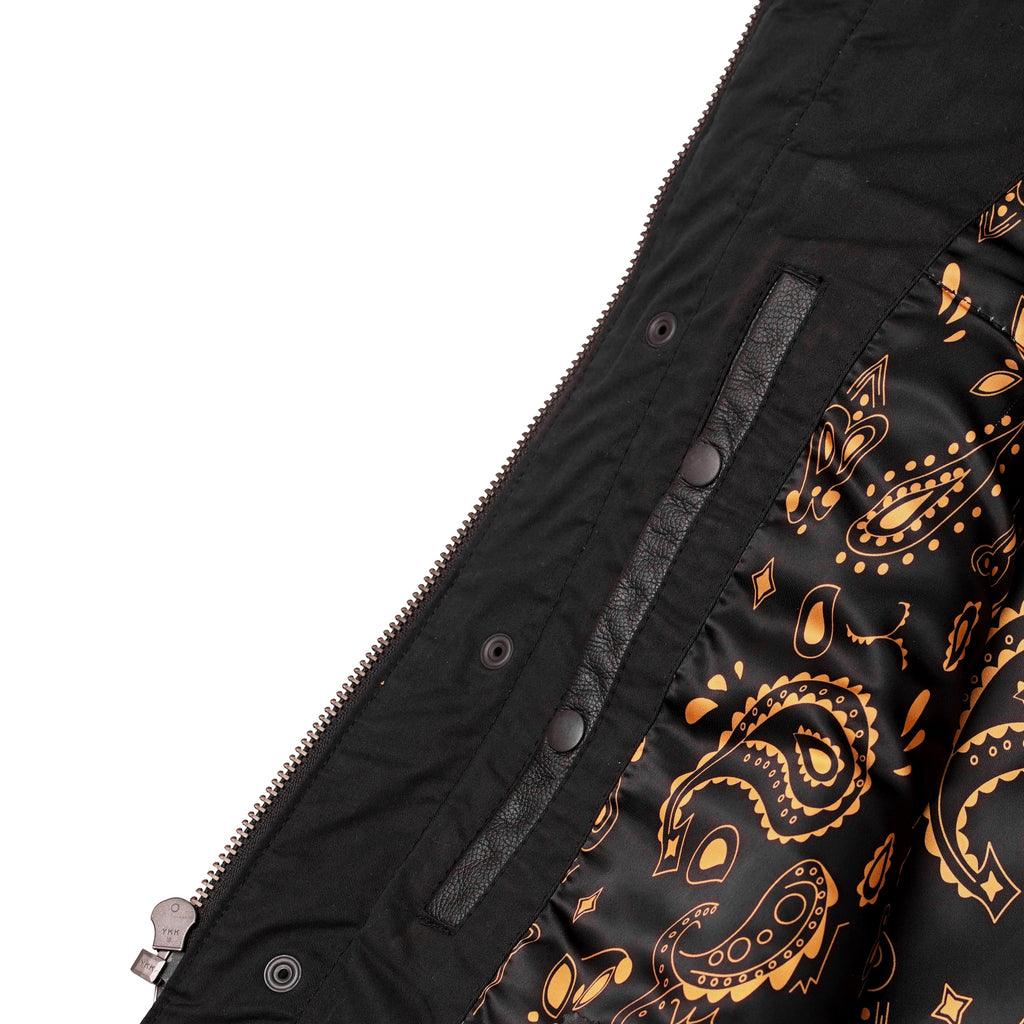Men's Gold Rush Black Leather Vest - Yellow Stitching
