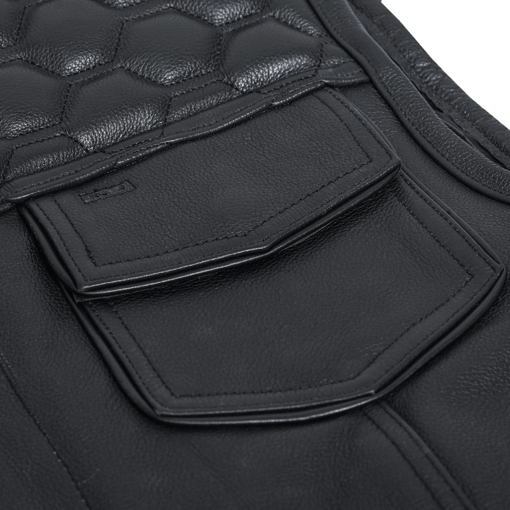 Black Horse Men's Leather Motorcycle Vest