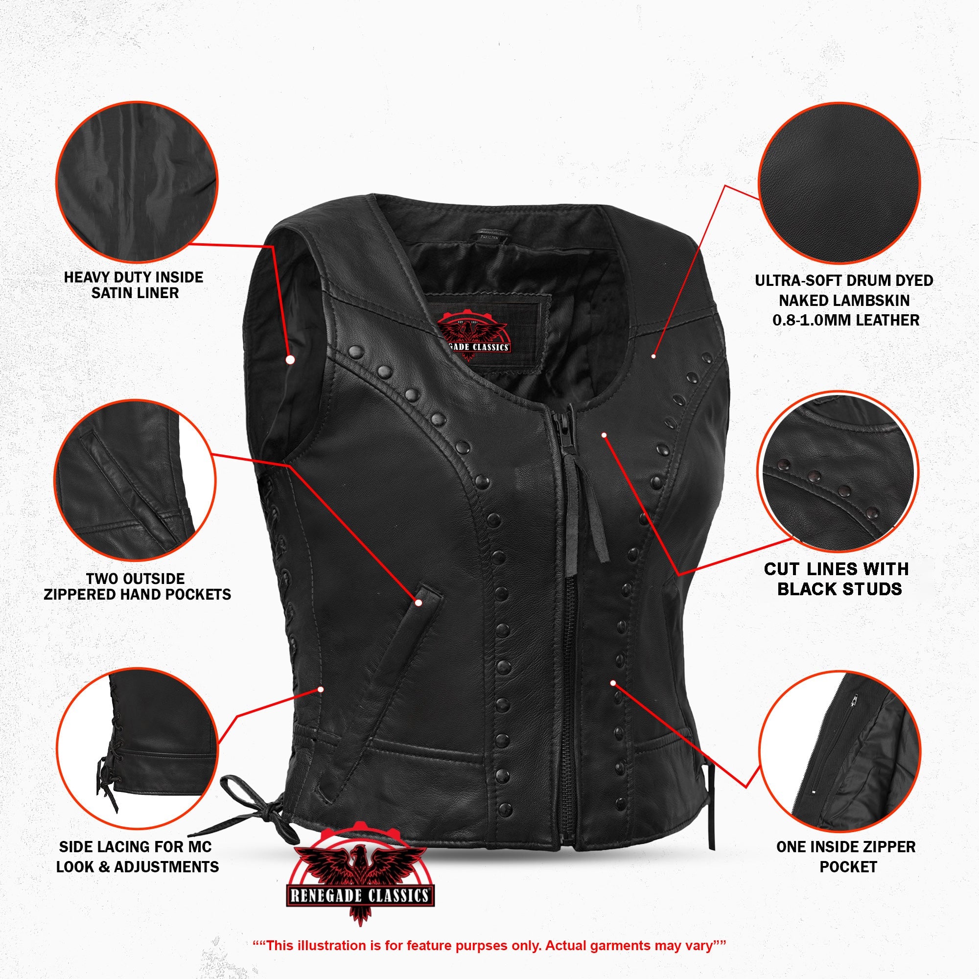 Women's Lightweight Vest with Rivets Detailing