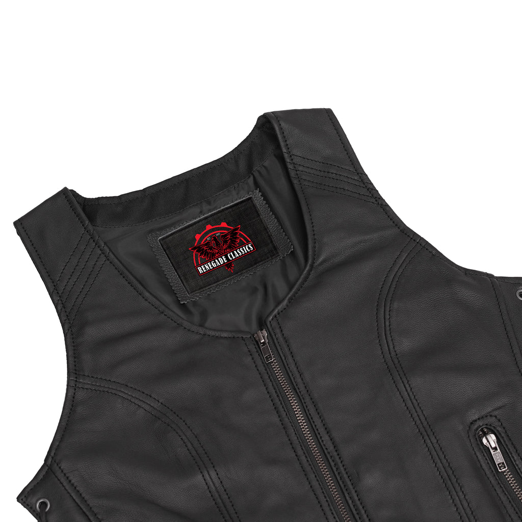 Women's Stylish Open Neck Side Lace Zipper Front Vest