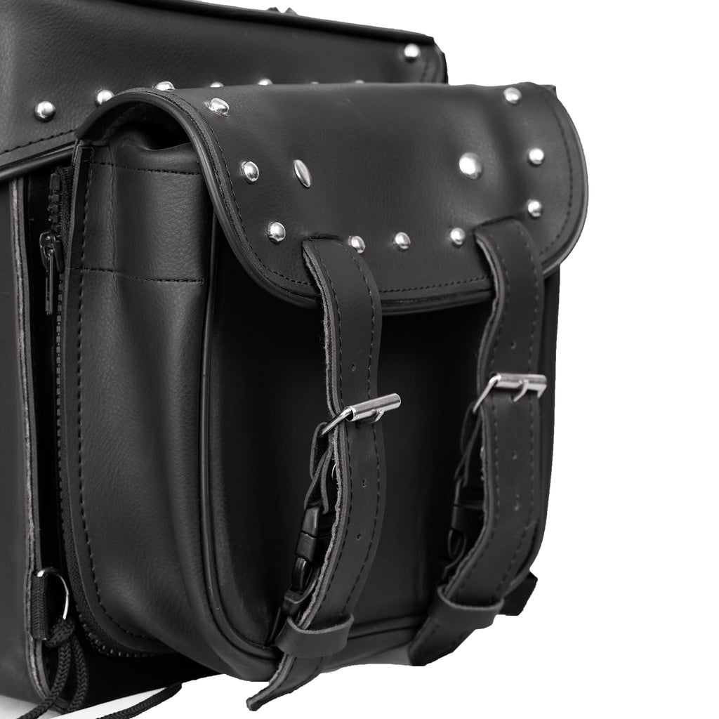 Leather Black PVC Large 4 Piece Motorcycle Touring Tail Bag wi