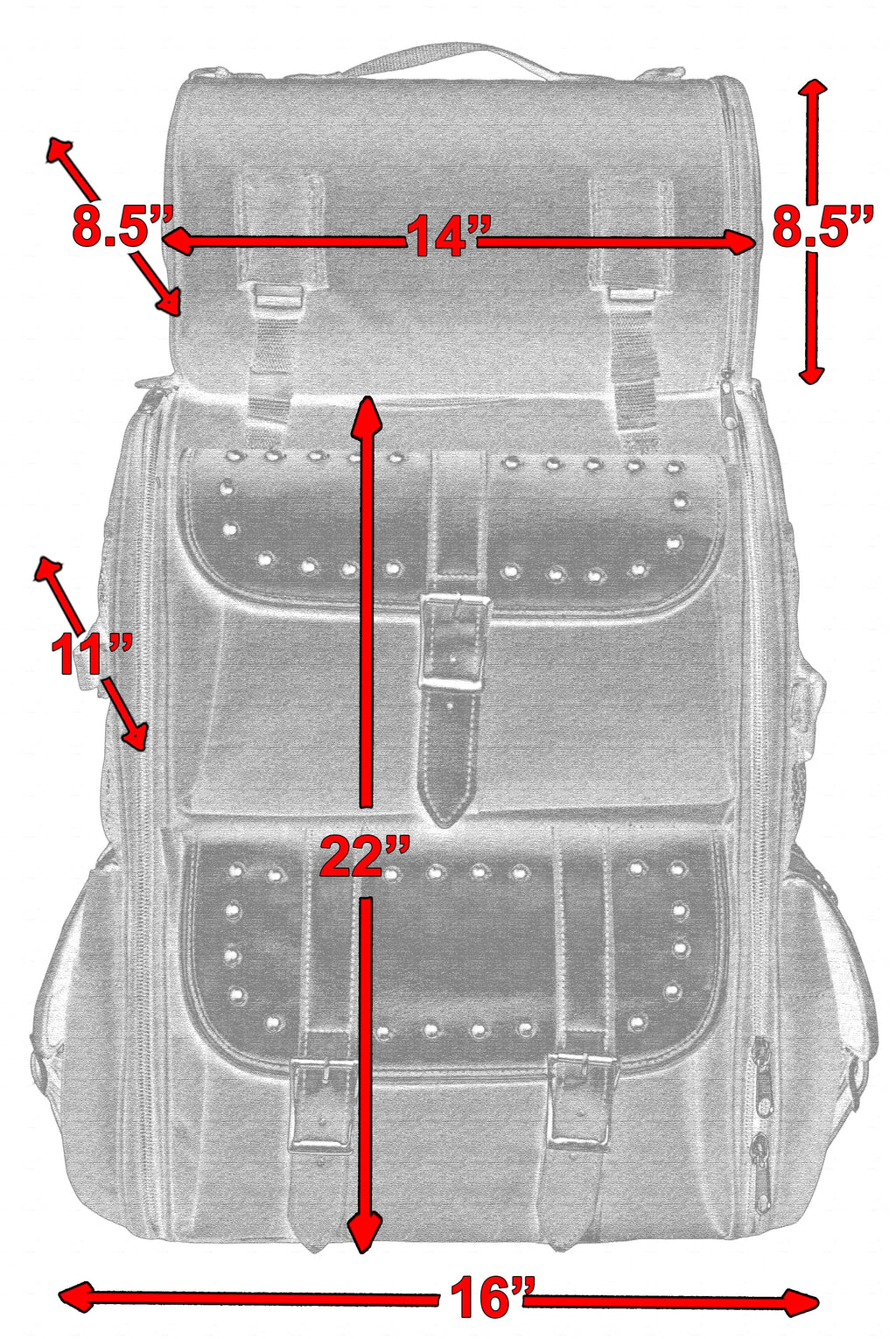 Updated Touring Sissy Bar Bag w/ Studs