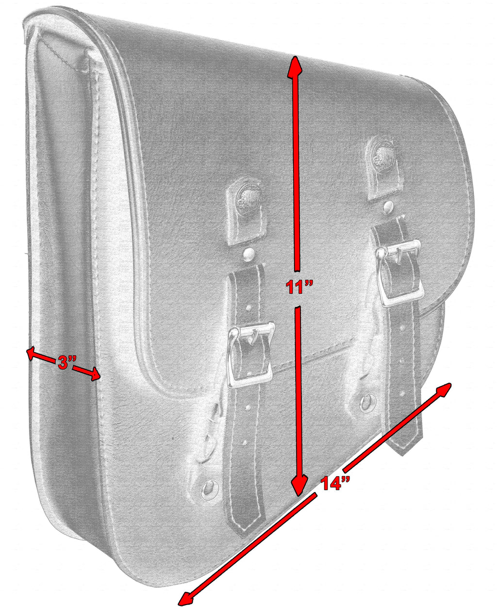 Left Side Premium Leather Swing Arm Bag W/ Buffalo Snaps