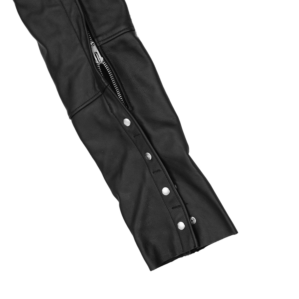 Rider Shield Black leather motorcycle chaps - Black