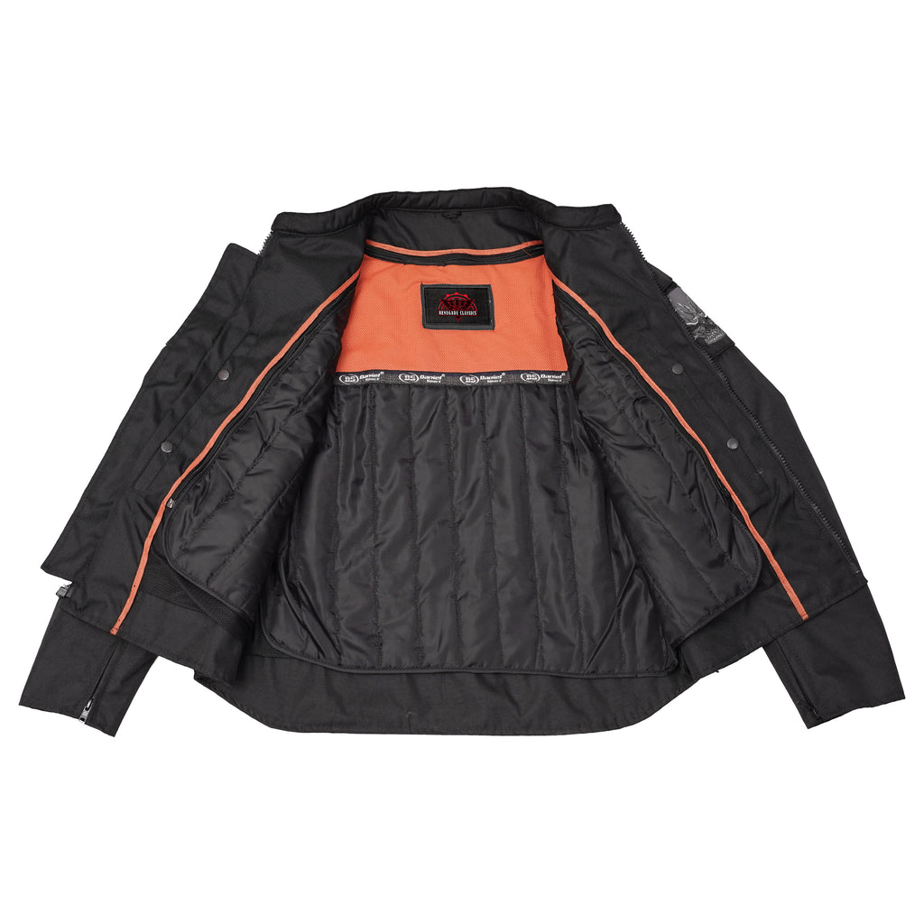 Men's Textile Scooter Style Jacket w/ Reflective Skulls