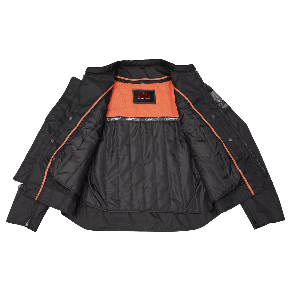 Men's Textile Scooter Style Jacket w/ Reflective Skulls
