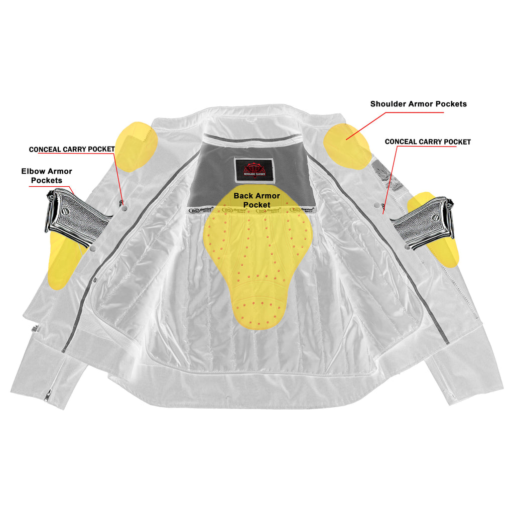 Men's Textile Scooter Style Jacket w/ Reflective Skulls