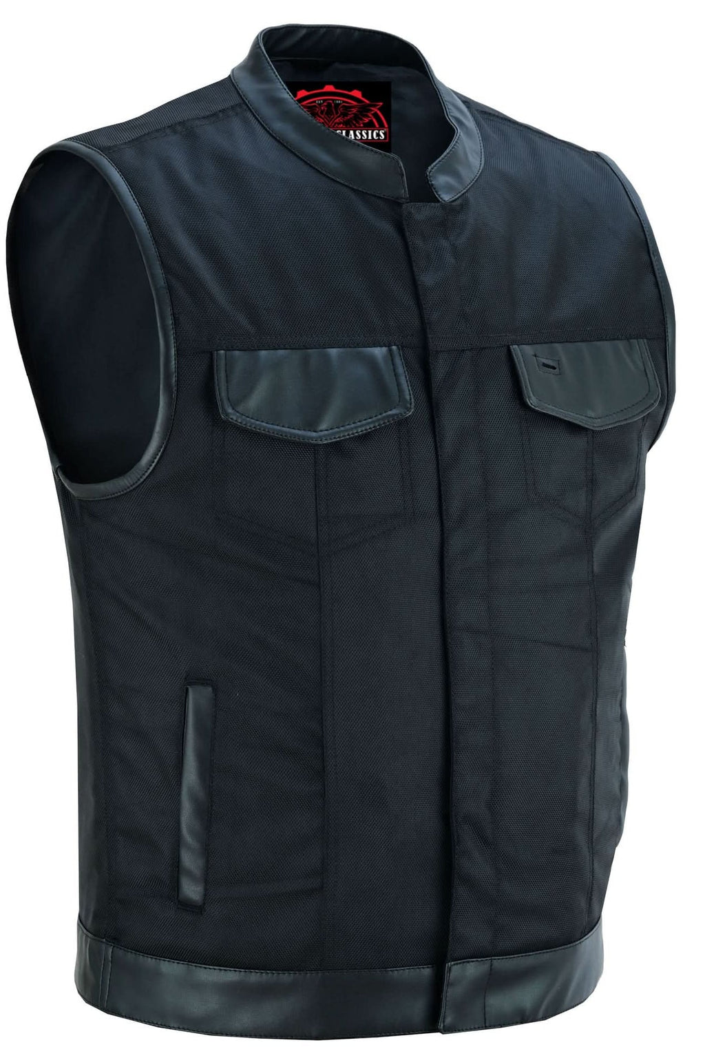 Concealed Snap Closure, Textile Material, Scoop Collar & Hidden