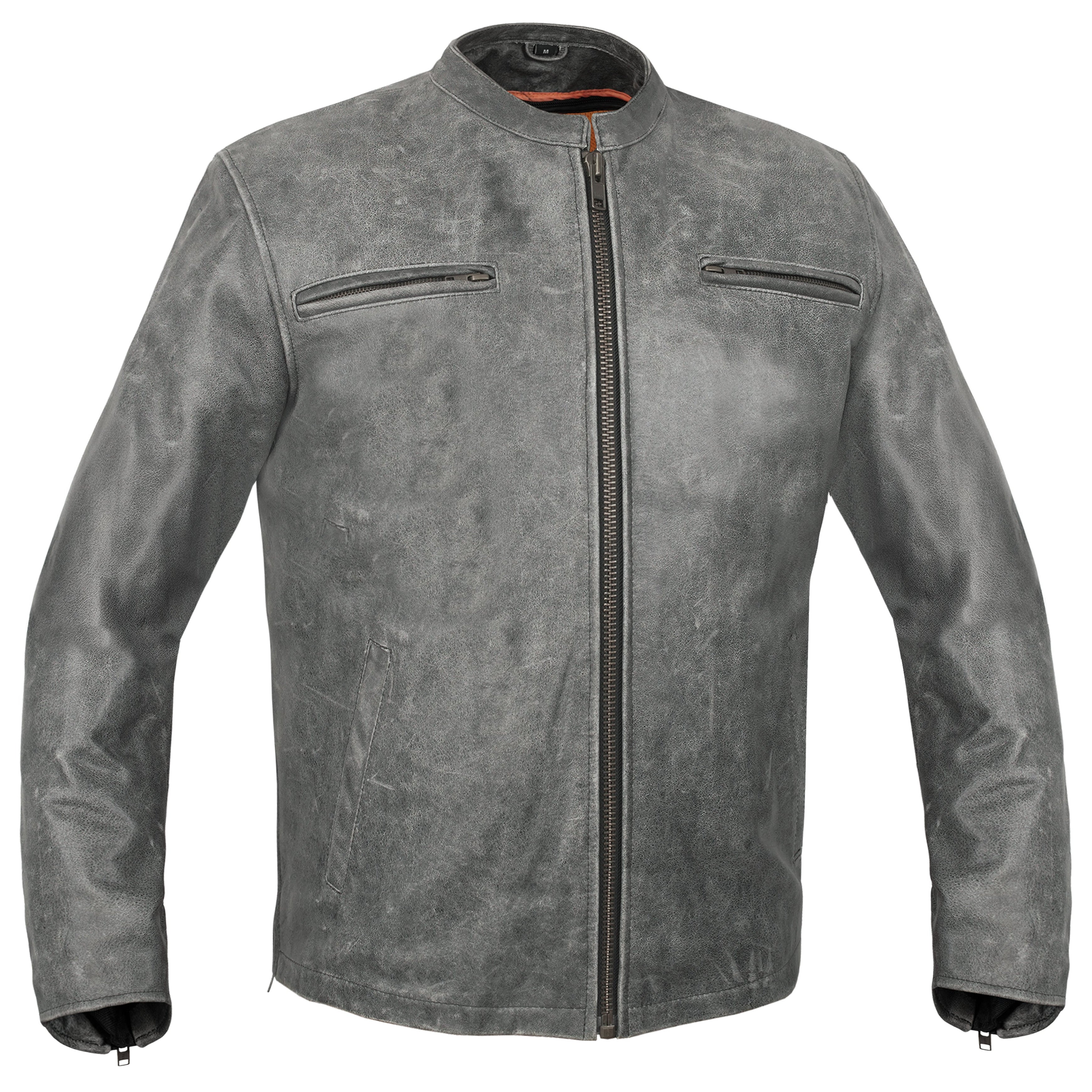 Men's Sporty Gray Leather Cruiser Jacket