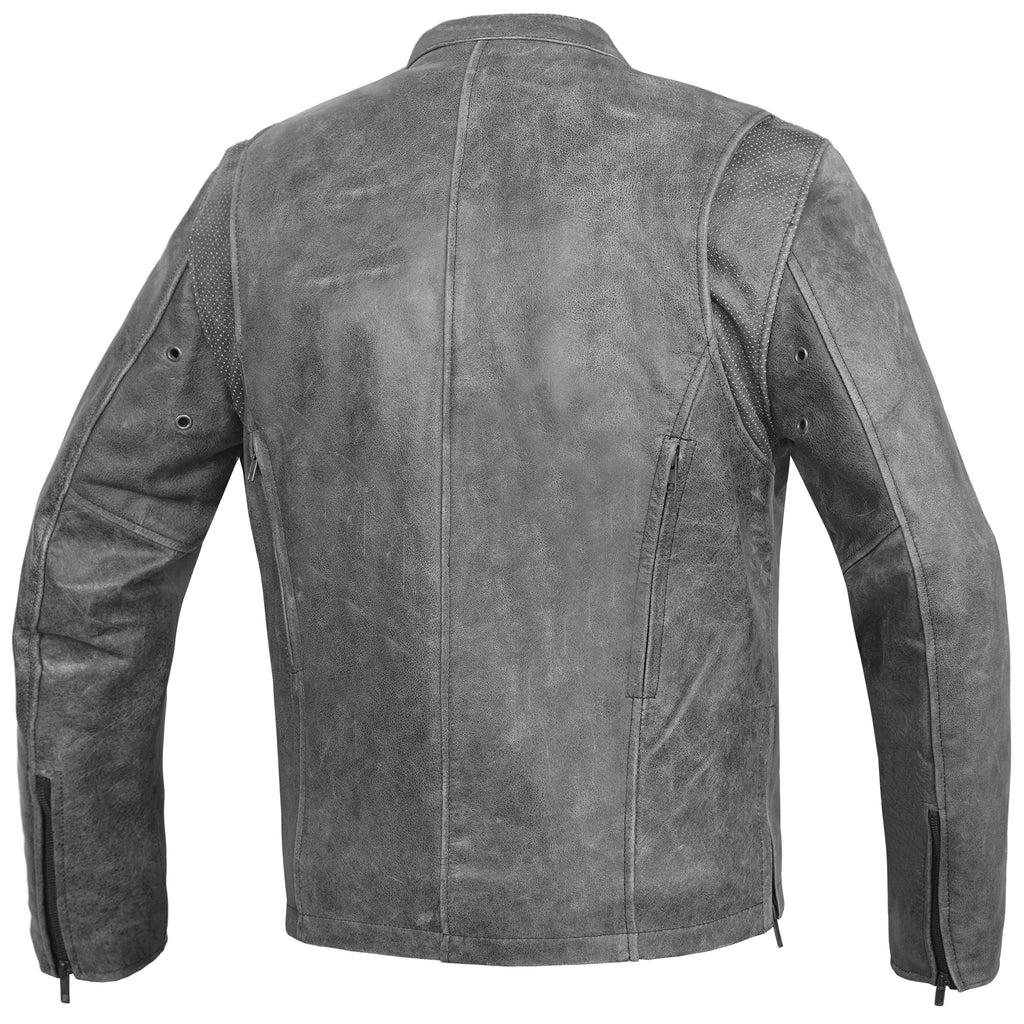 Men's Sporty Gray Leather Cruiser Jacket