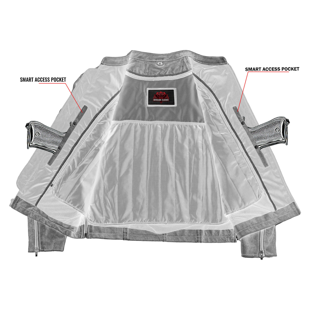 Men's Sporty Gray Leather Cruiser Jacket