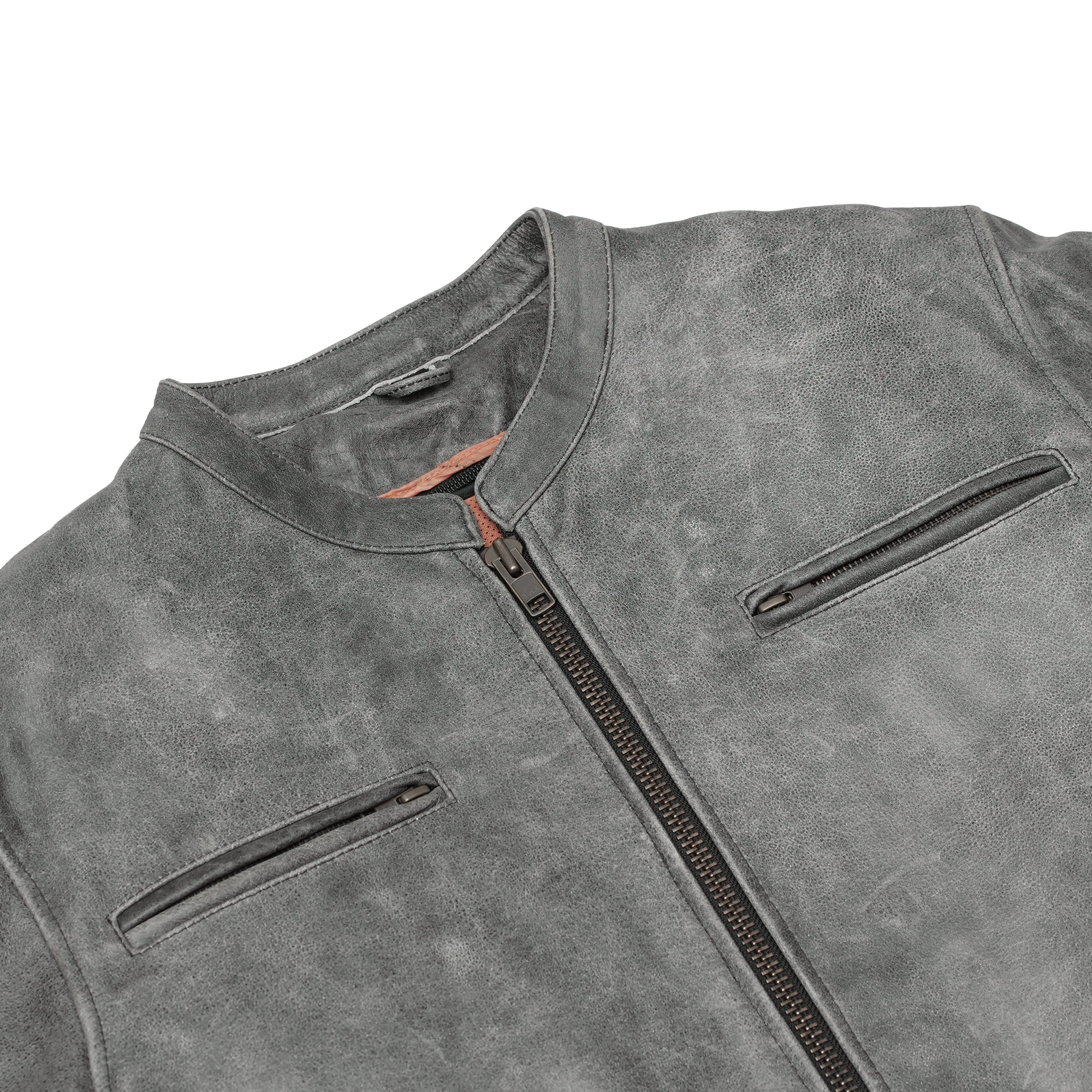 Men's Sporty Gray Leather Cruiser Jacket