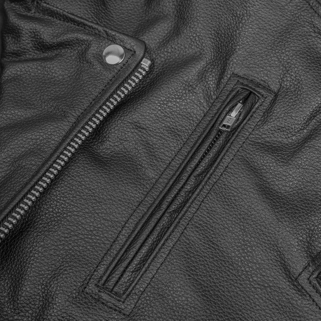 Classic Star Black Men's Leather Motorcycle Jacket – Adjustable Fit