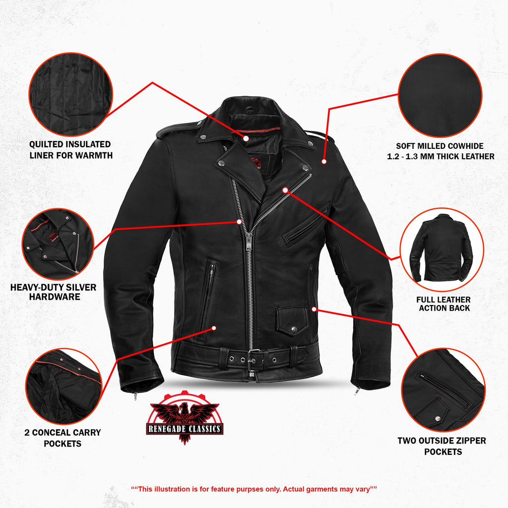 Men's Classic Plain Side M/C Jacket - TALL
