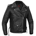 Men's Classic Side Lace Black Leather Motorcycle Jacket