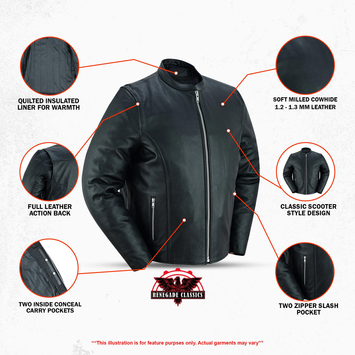 Men's Classic Black Scooter Leather Jacket