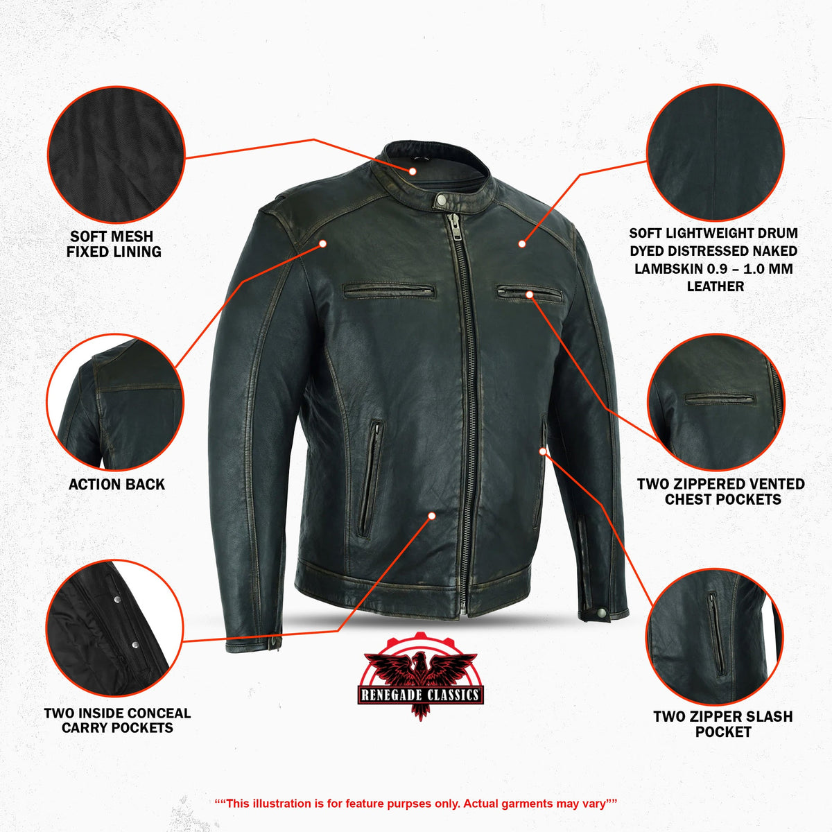 Men's Cruiser Jacket in Lightweight Drum Dyed Distressed Naked - Olive