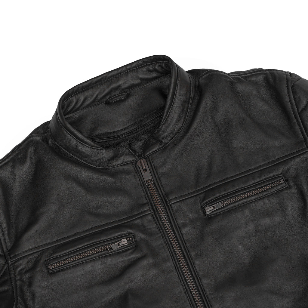 Men's Lightweight Drum Dyed Naked Lambskin Crossover Scooter - Black