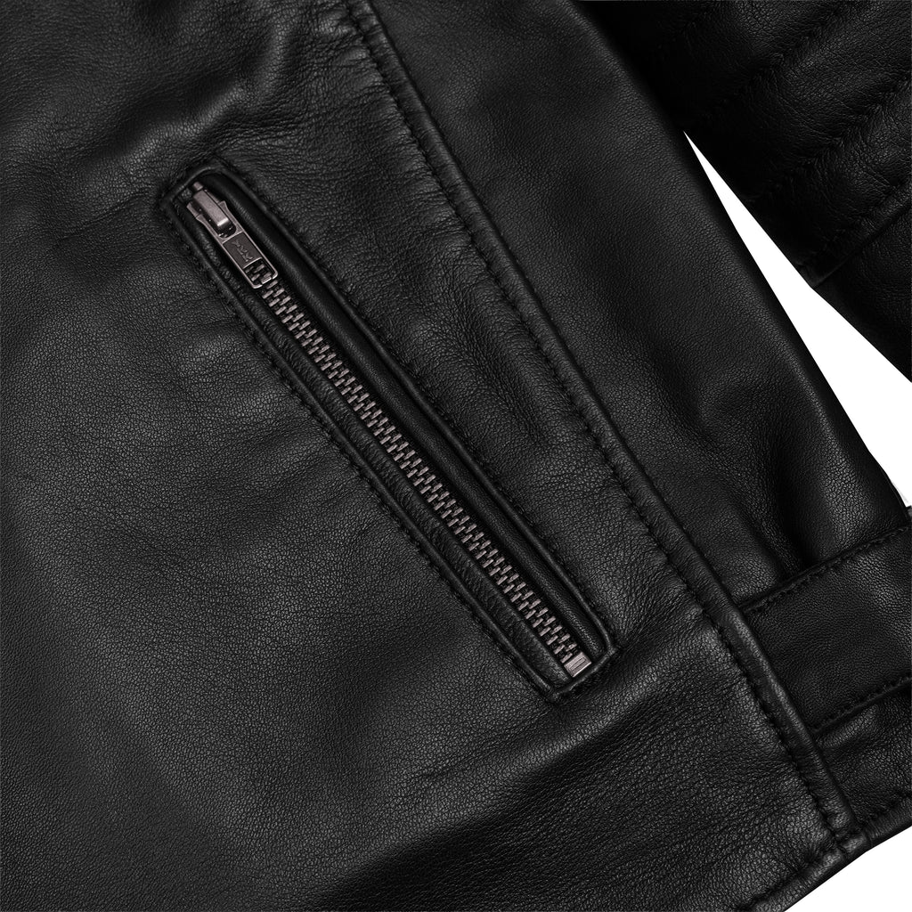 Men's Lightweight Drum Dyed Naked Lambskin Crossover Scooter - Black