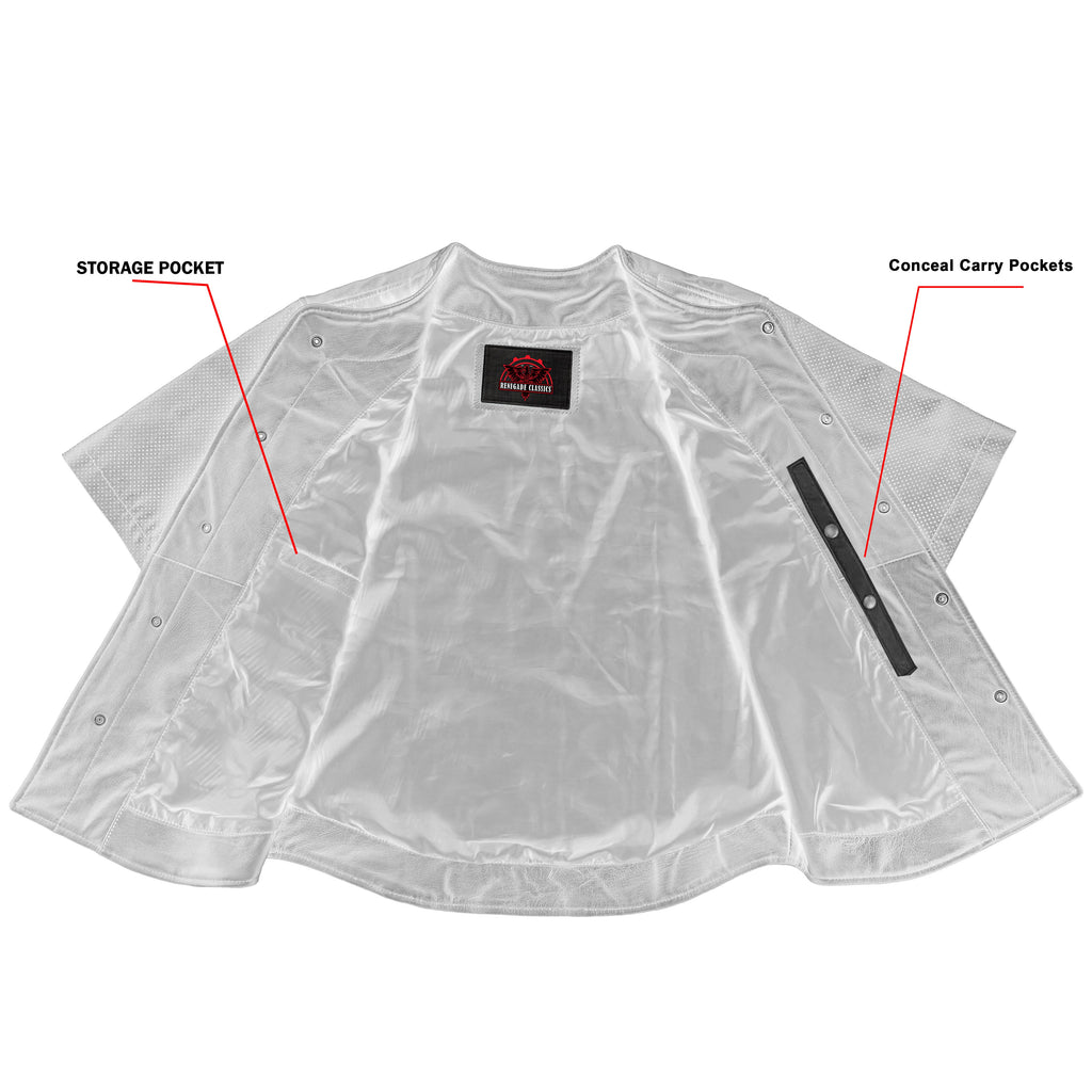 Men's  Leather Baseball Motorcycle Shirt - Black