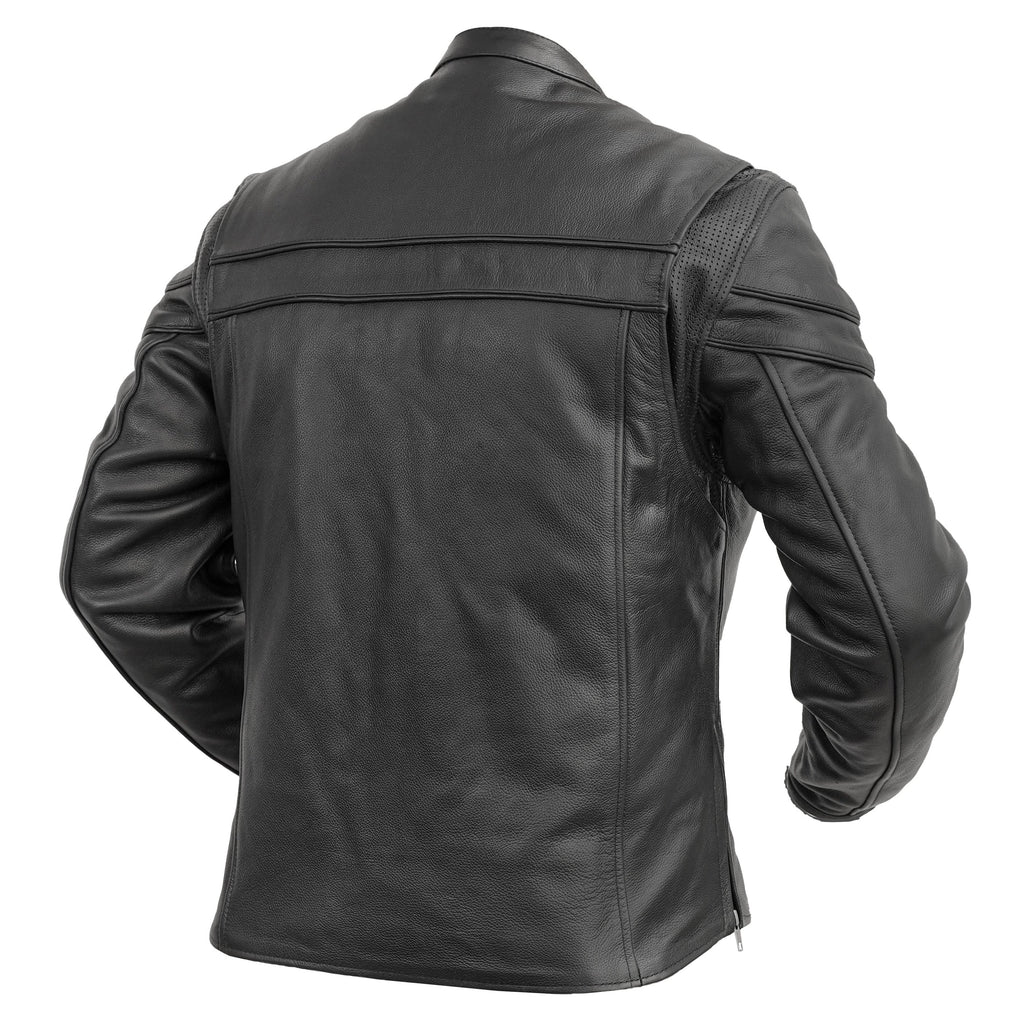 Full Hand Black Leather Motorcycle Jacket