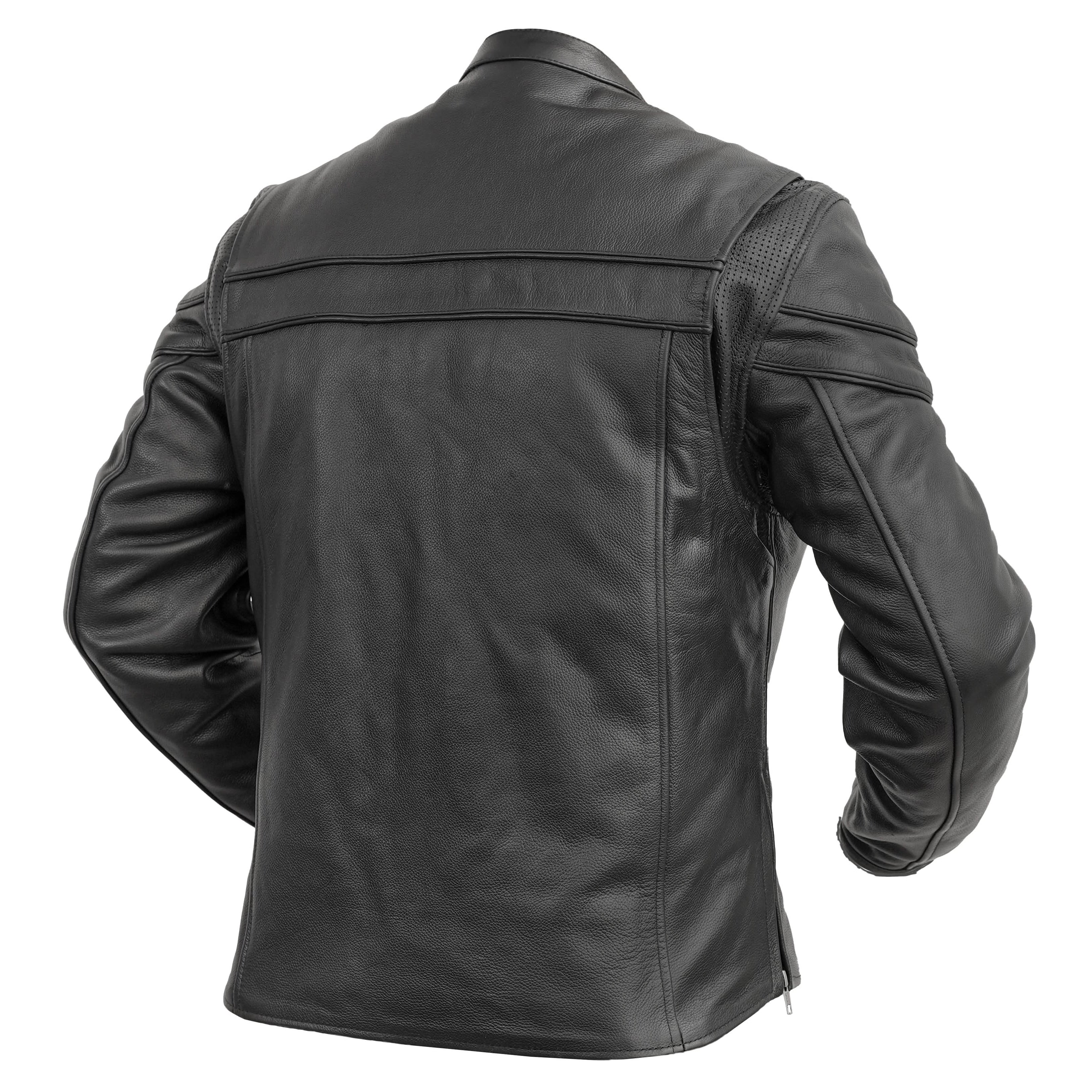 Full Hand Black Leather Motorcycle Jacket