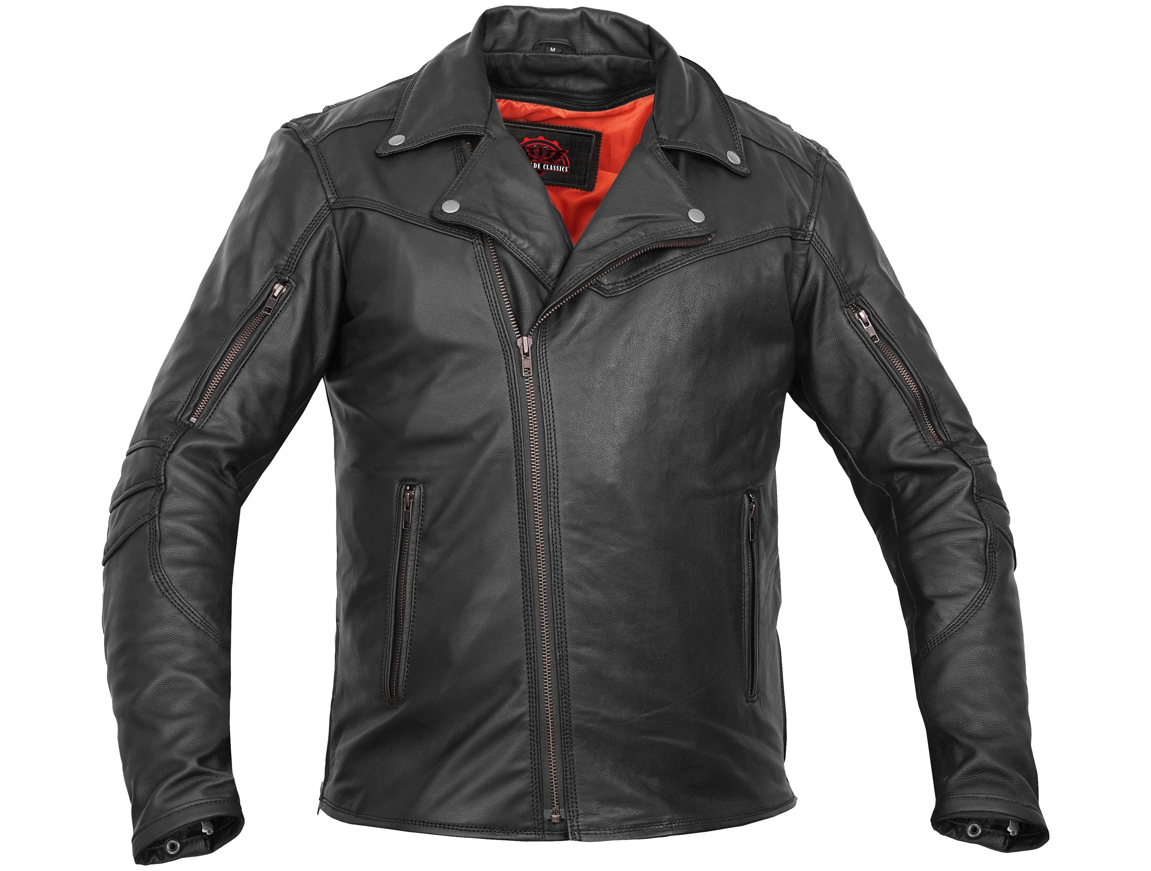 Black Speed Men's Motorcycle Leather Jacket  – Smart Access Pocket