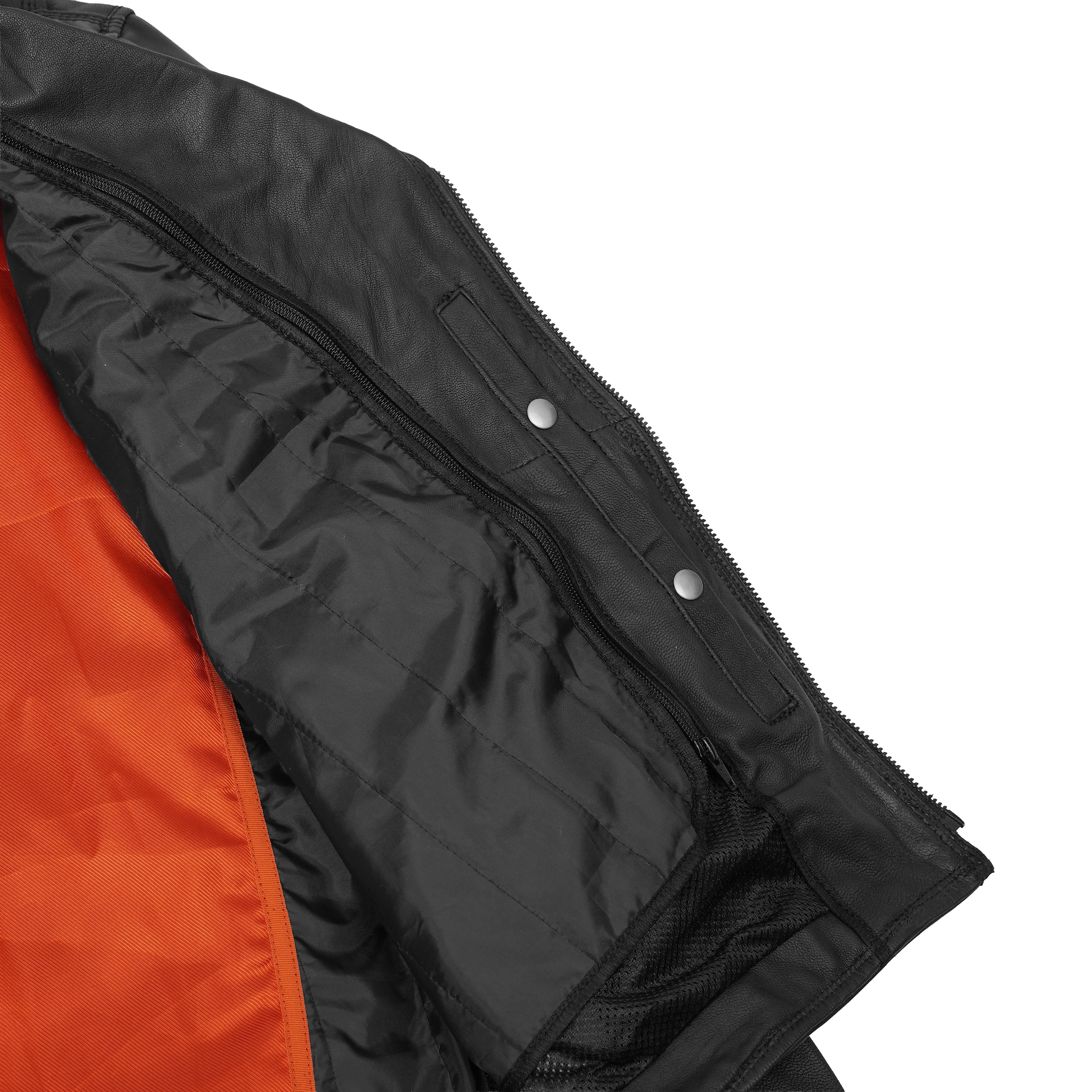 Black Speed Men's Motorcycle Leather Jacket  – Smart Access Pocket