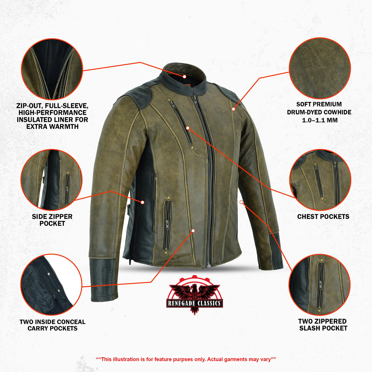 Spirit Rider Women's Vintage Brown Leather Motorcycle Jacket