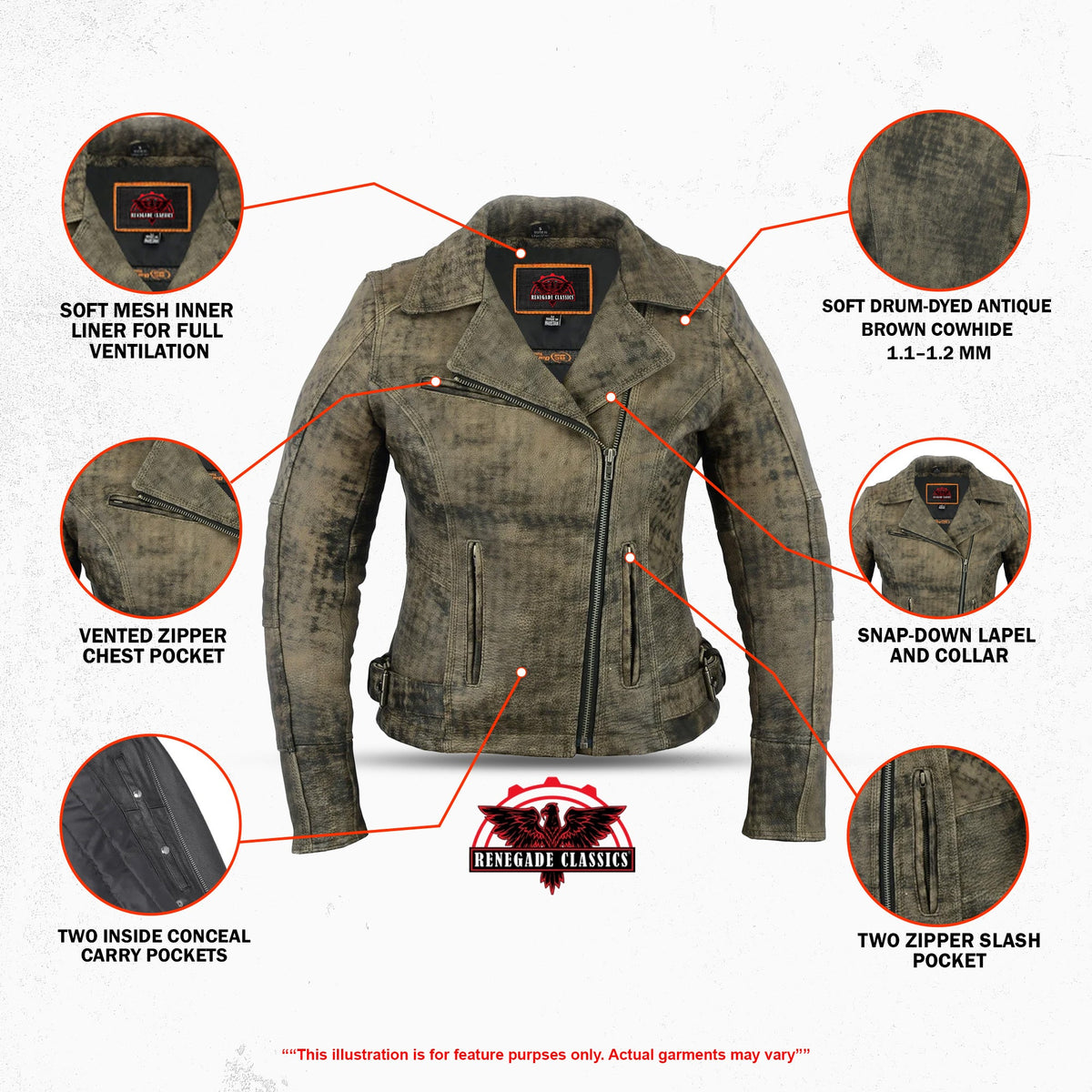 Shen Antique Brown Women's Leather Motorcycle Jacket