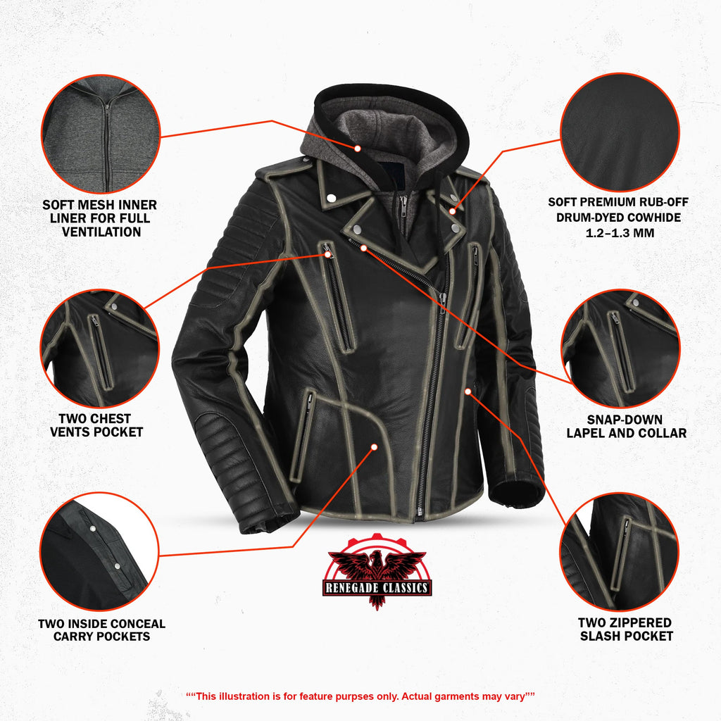 Rush Charm Women's Premium Cowhide Moto Jacket