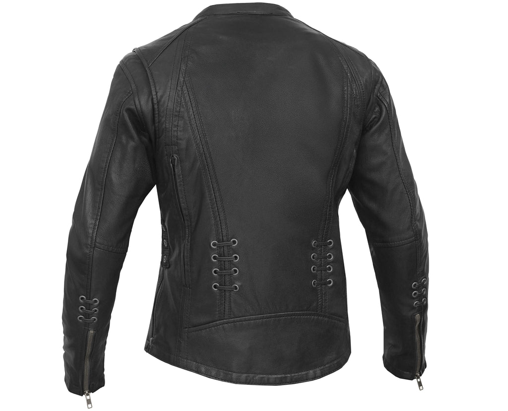 Women's Stylish Jacket with Grommet and Lacing Accents
