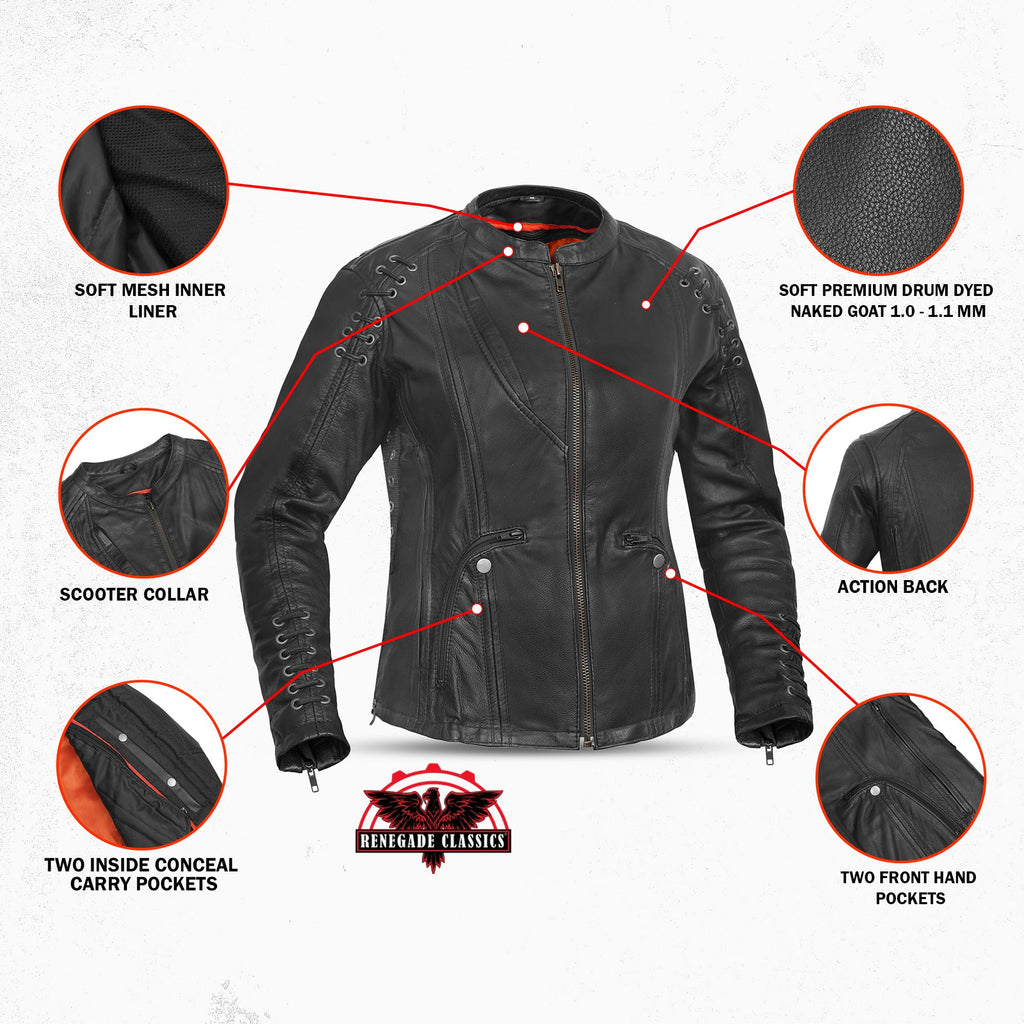 Women's Stylish Jacket with Grommet and Lacing Accents